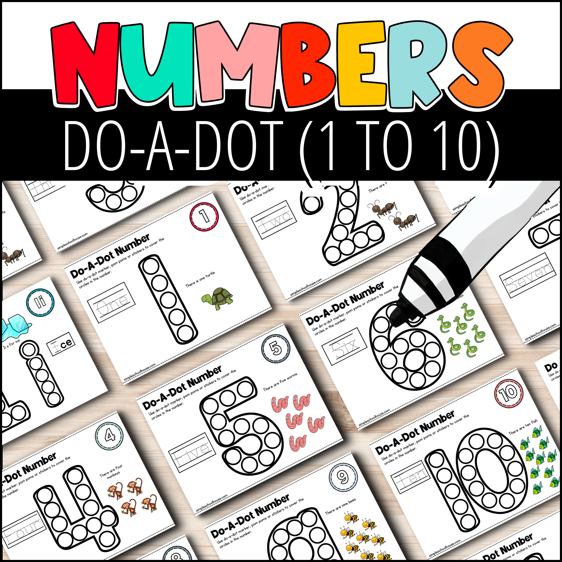 Sticker Worksheets: Numbers 1-10