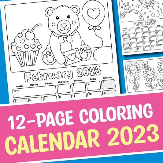 Free Printable 2023 Coloring Calendar for Kids