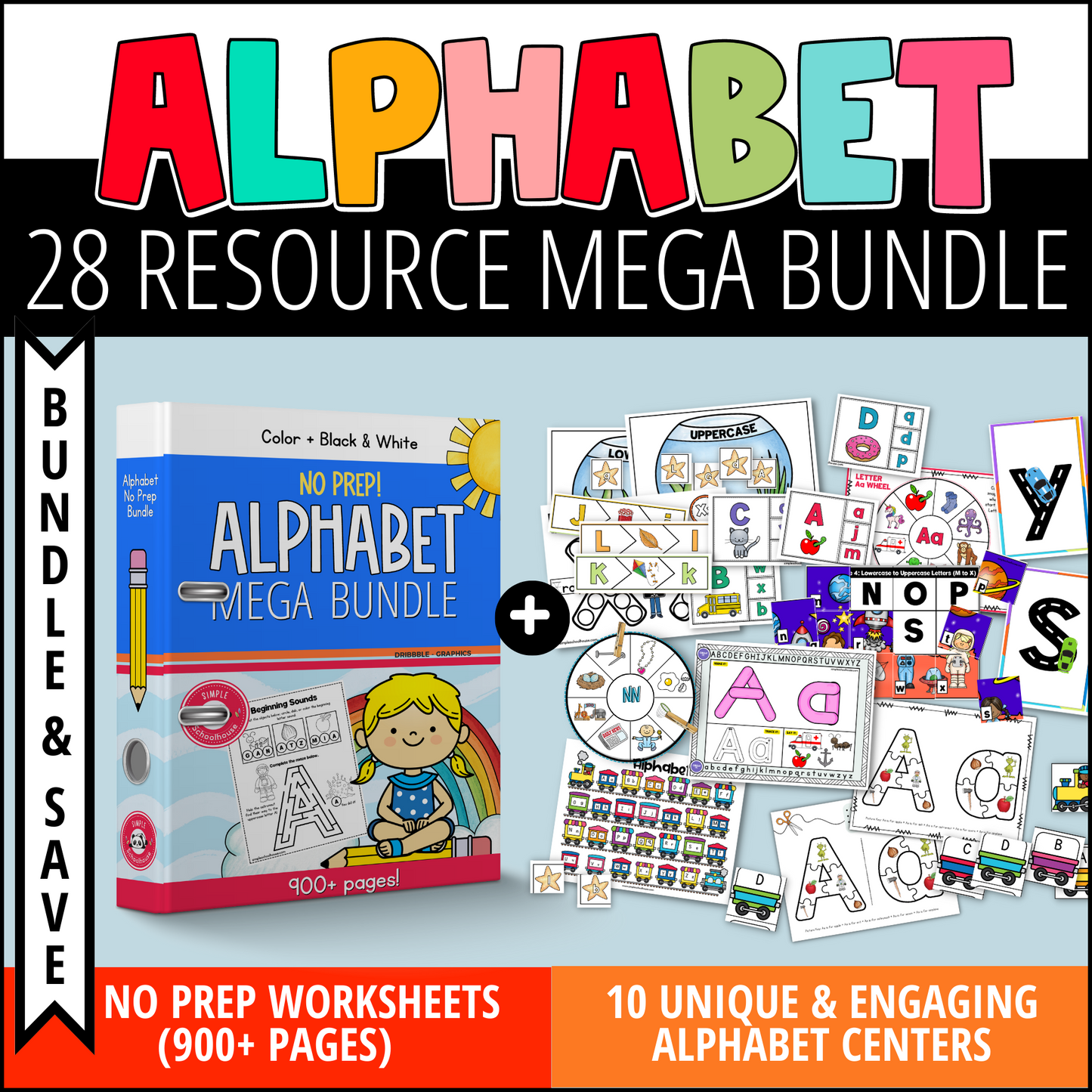 The Complete Alphabet Bundle (Centers + No-Prep Sheets)