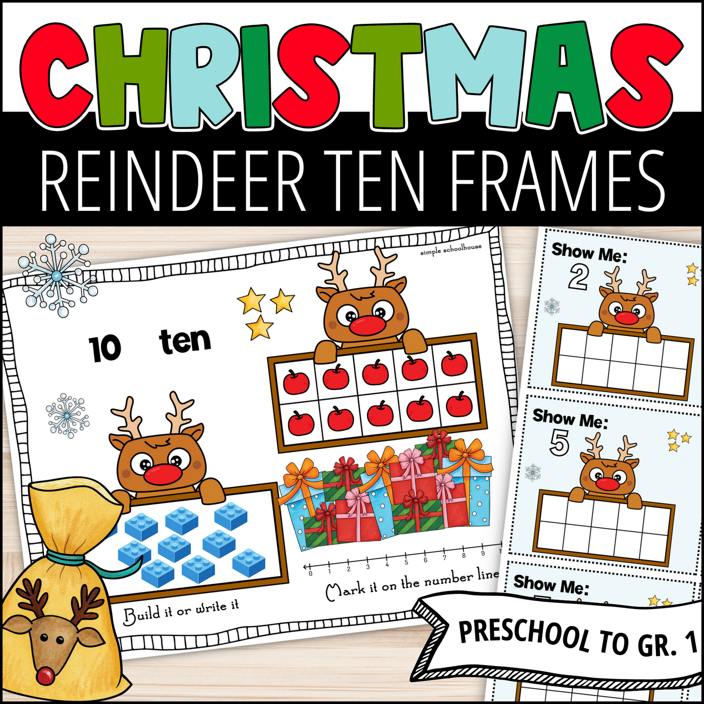 Reindeer Ten Frame Worksheets